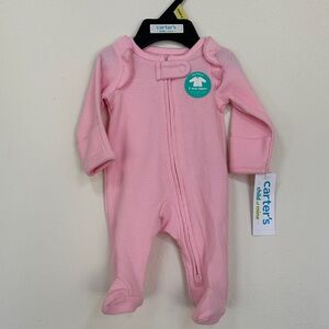 NWT Carter's Light Pink Waffle Knit Zipper Footed One-Piece